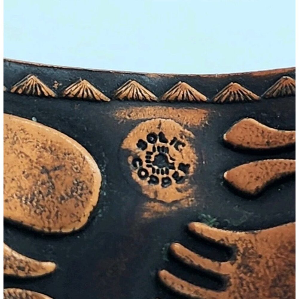Vtg 80's Solid Copper Cuff Bracelet Bear Paw Design Unique Southwestern - Picture 5 of 7